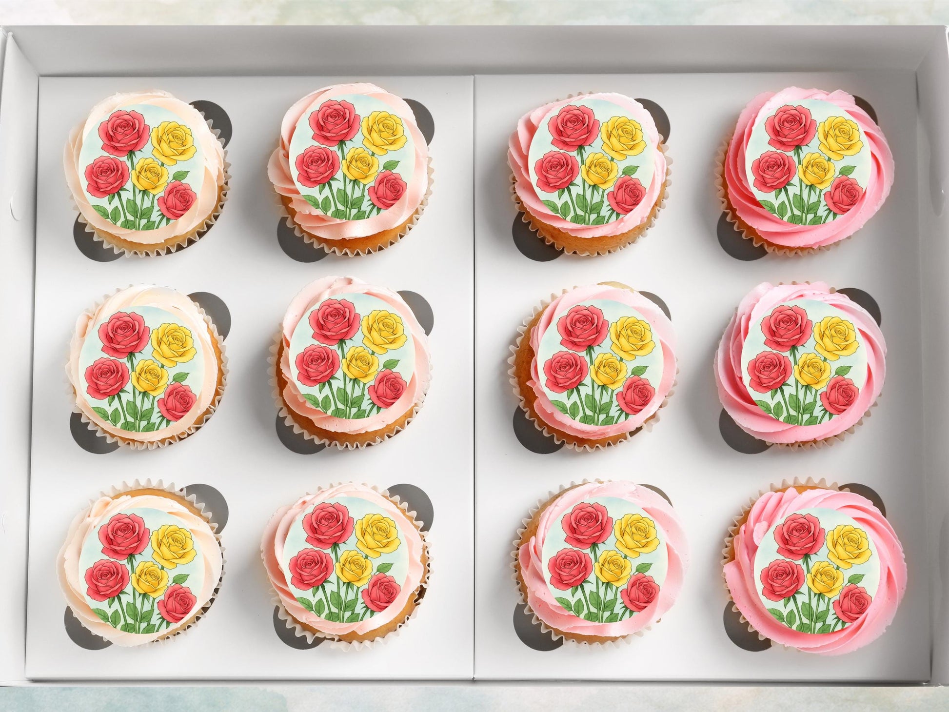 Rose Flower Edible Cupcake Toppers – Floral Cake Decoration