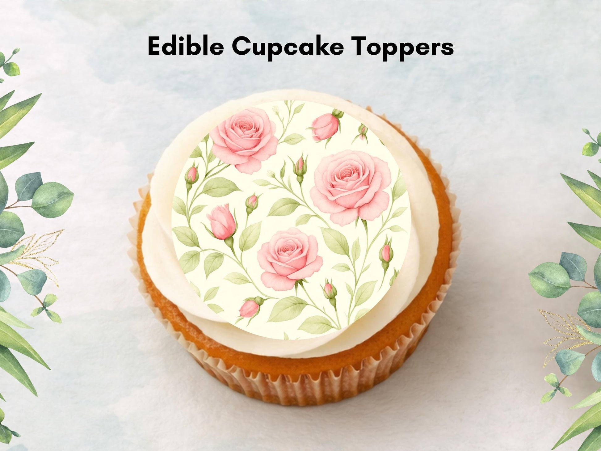 Rose Edible Cupcake Toppers – Floral Cake Decorations