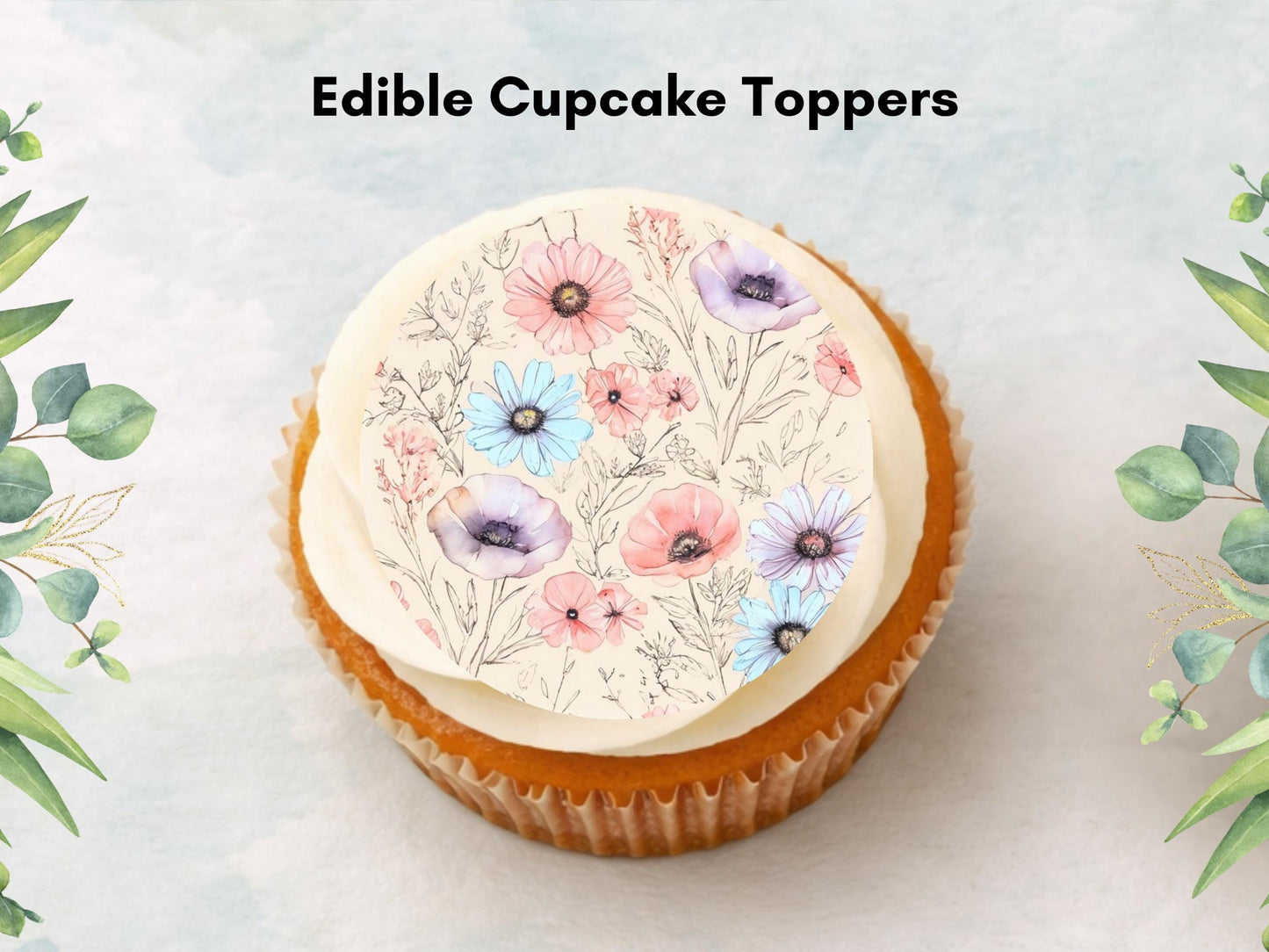 Poppy Edible Cupcake Toppers – 2" Floral Cake Decorations