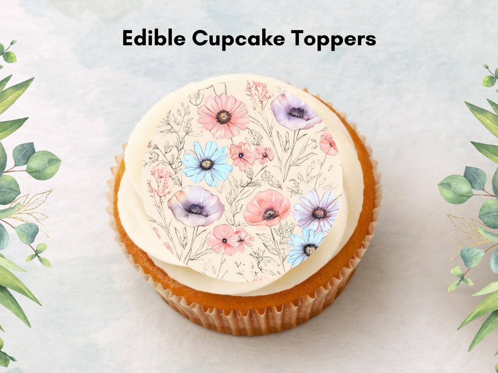 Poppy Edible Cupcake Toppers – 2" Floral Cake Decorations