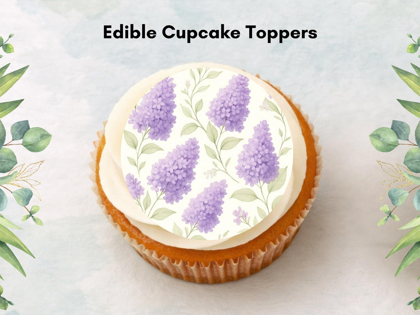 Lilac Flower Edible Cupcake Toppers – Floral Cake Decoration
