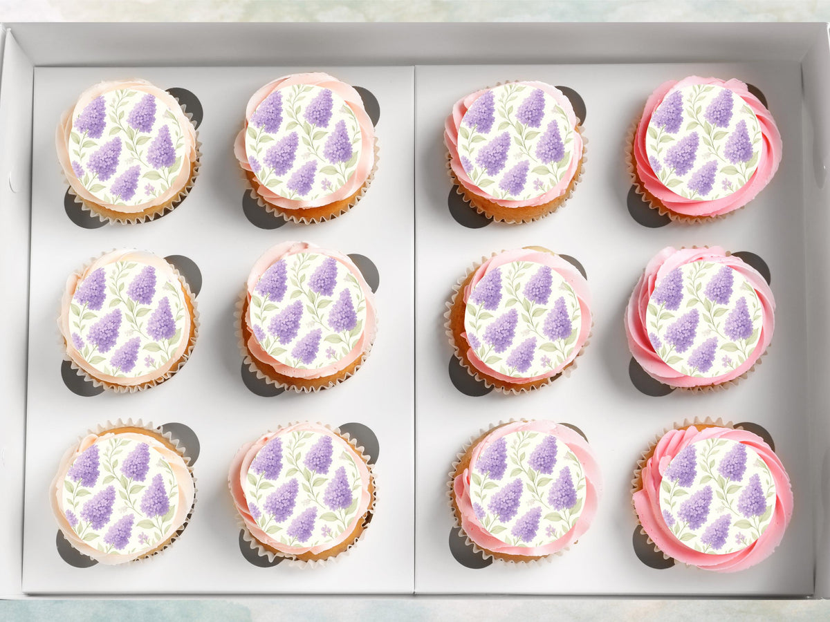 Lilac Flower Edible Cupcake Toppers – Floral Cake Decoration