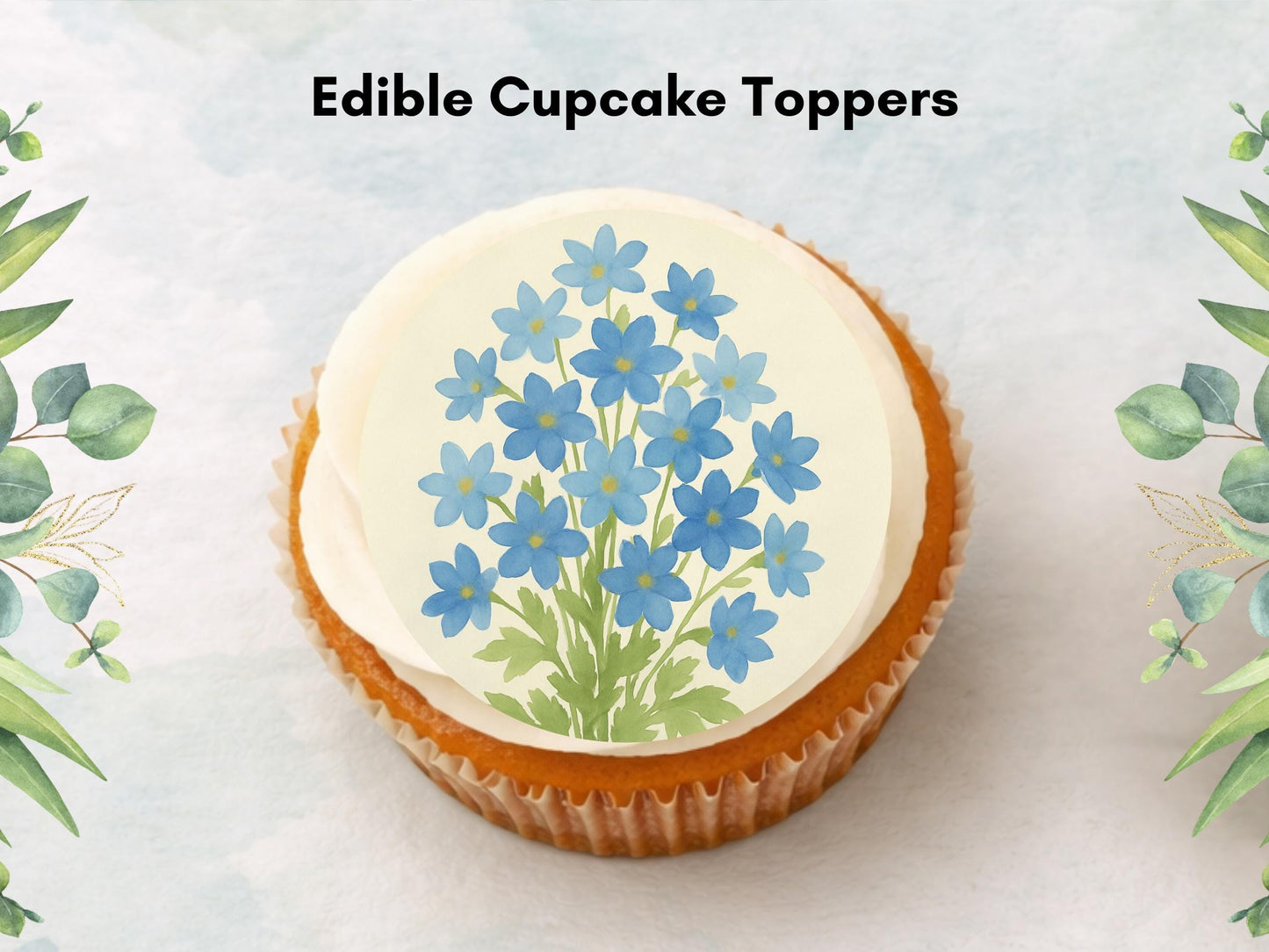 Larkspur July Birth Flower Edible Cupcake Toppers – Floral Cake Topper
