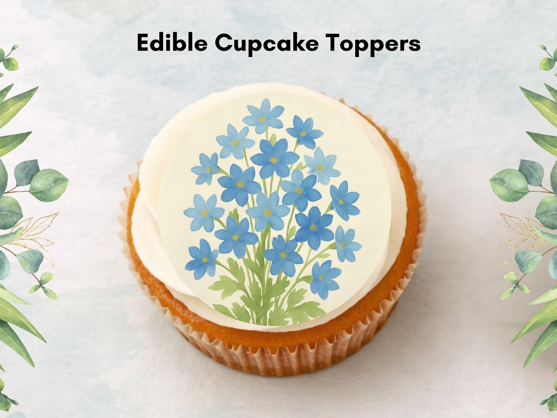 Larkspur July Birth Flower Edible Cupcake Toppers – Floral Cake Topper