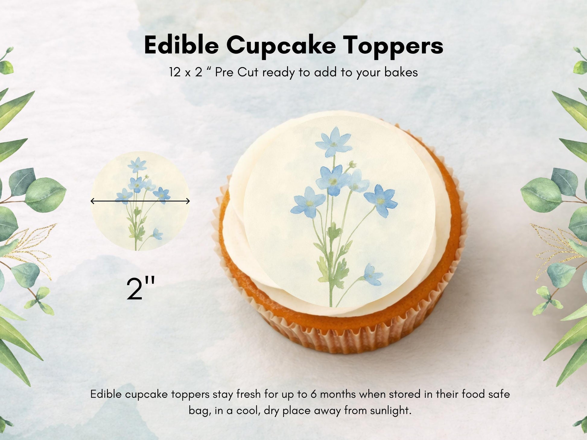 Larkspur July Birth Flower Edible Cupcake Toppers – Floral Cake Topper