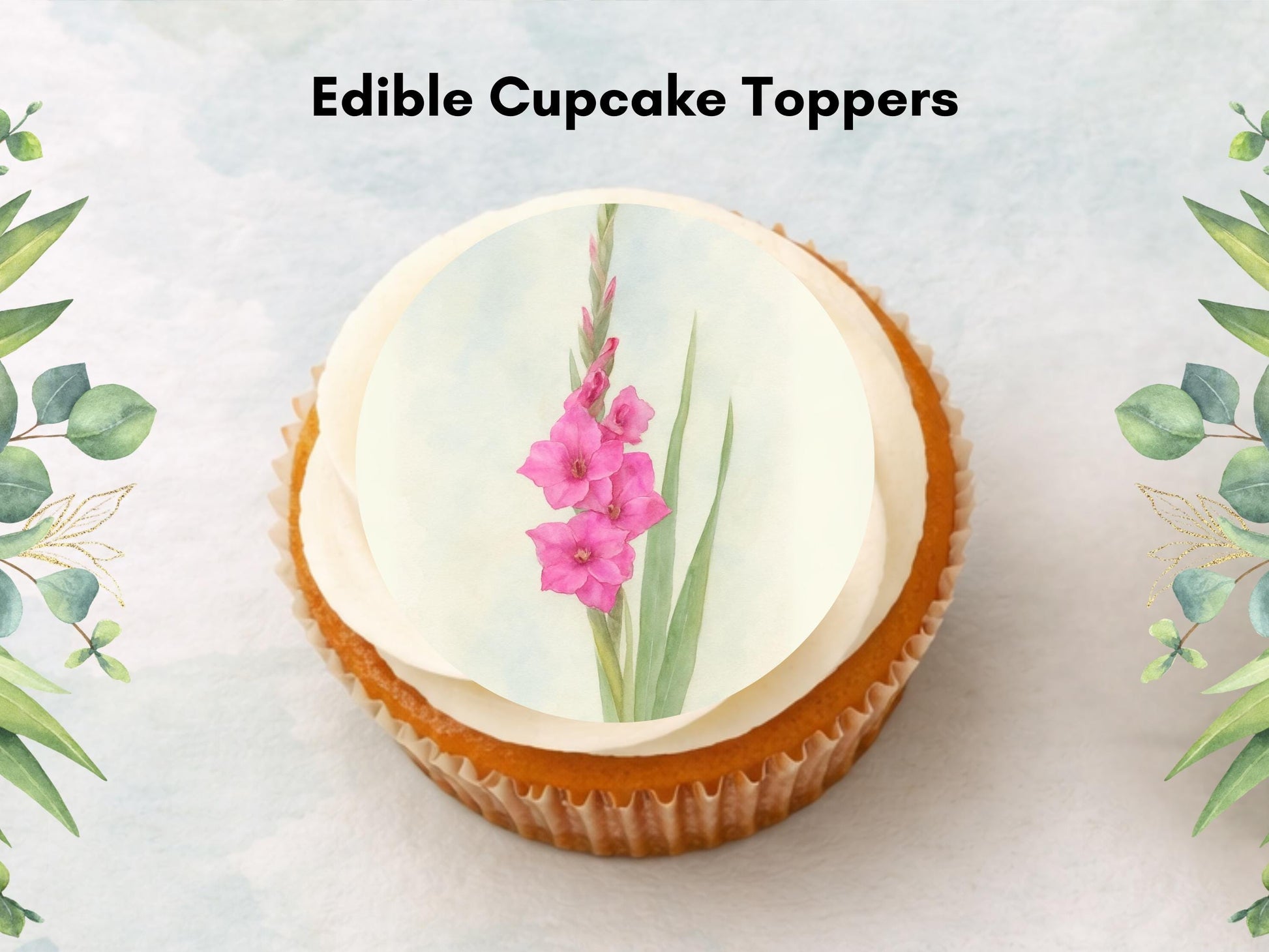 August Birth Flower Edible Cupcake Toppers – Gladiolus Design (Pre-cut)
