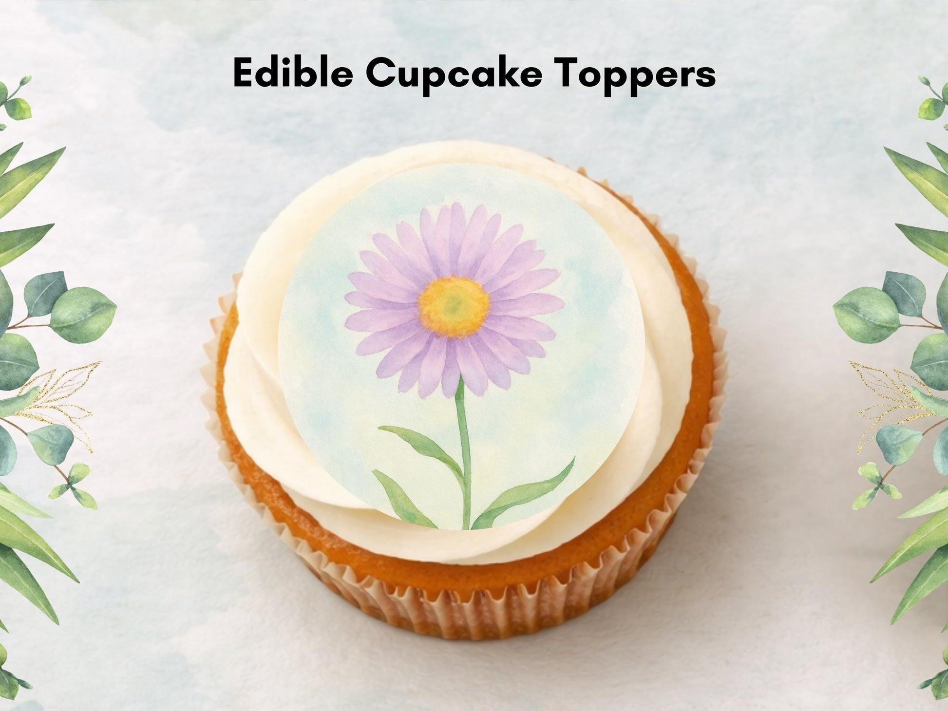 Aster Flower Edible Cupcake Toppers – September Birth Flower (Pre-cut)