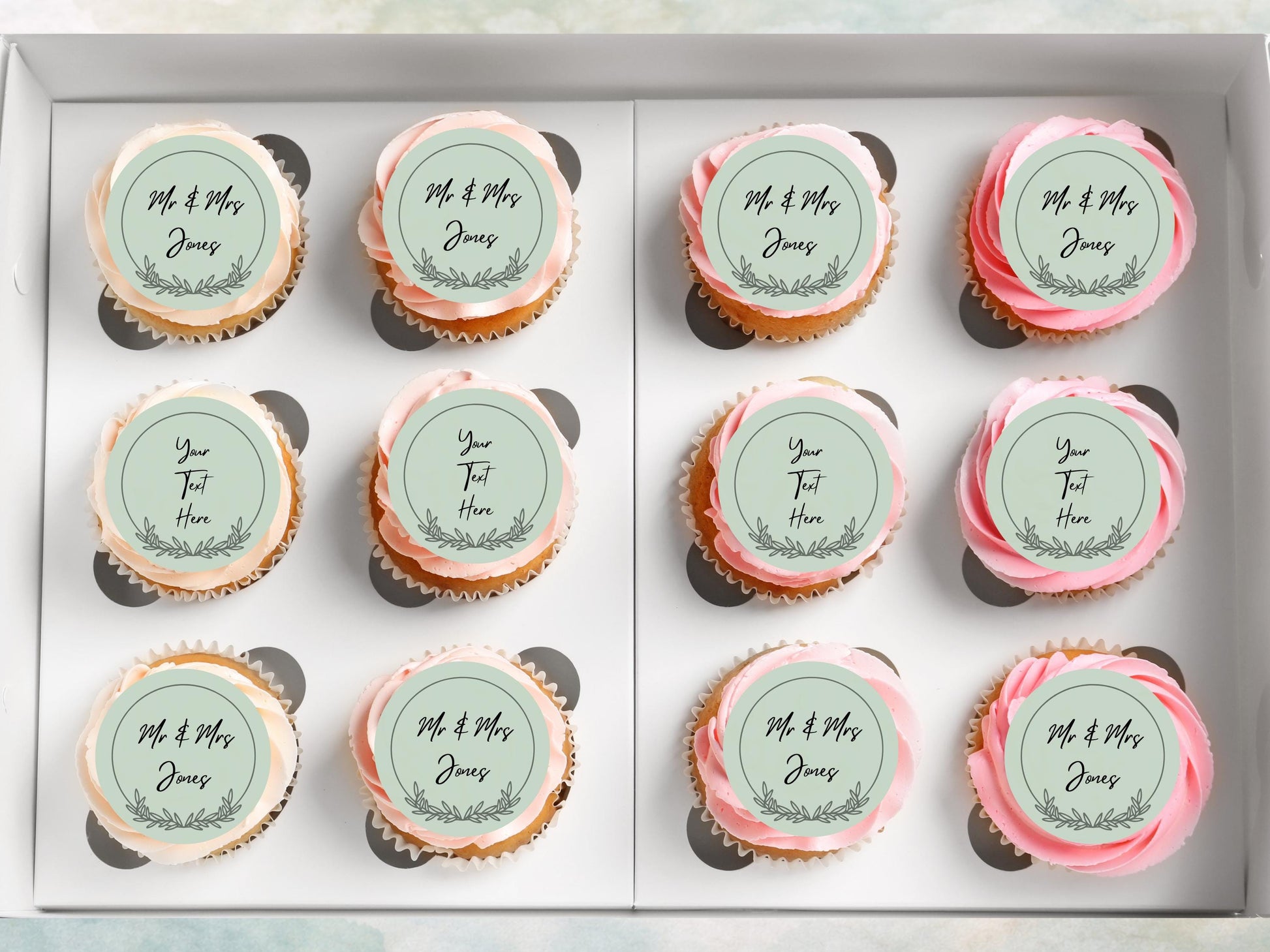 Personalized Wedding Cupcake Toppers – Edible Wafer Paper, Icing Sheet