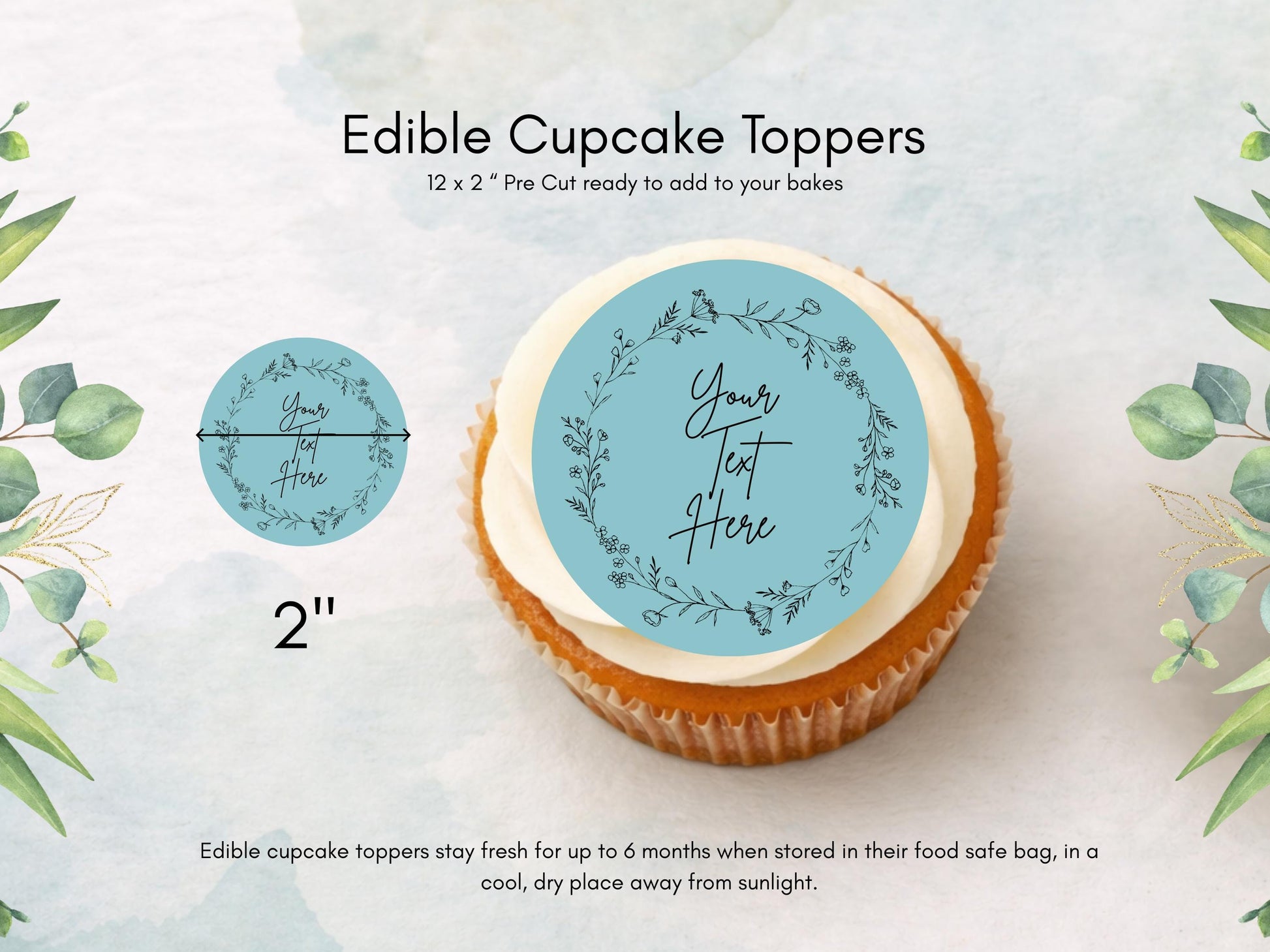 Personalized Wedding Cupcake Toppers – Edible Wafer Paper, Icing Sheet