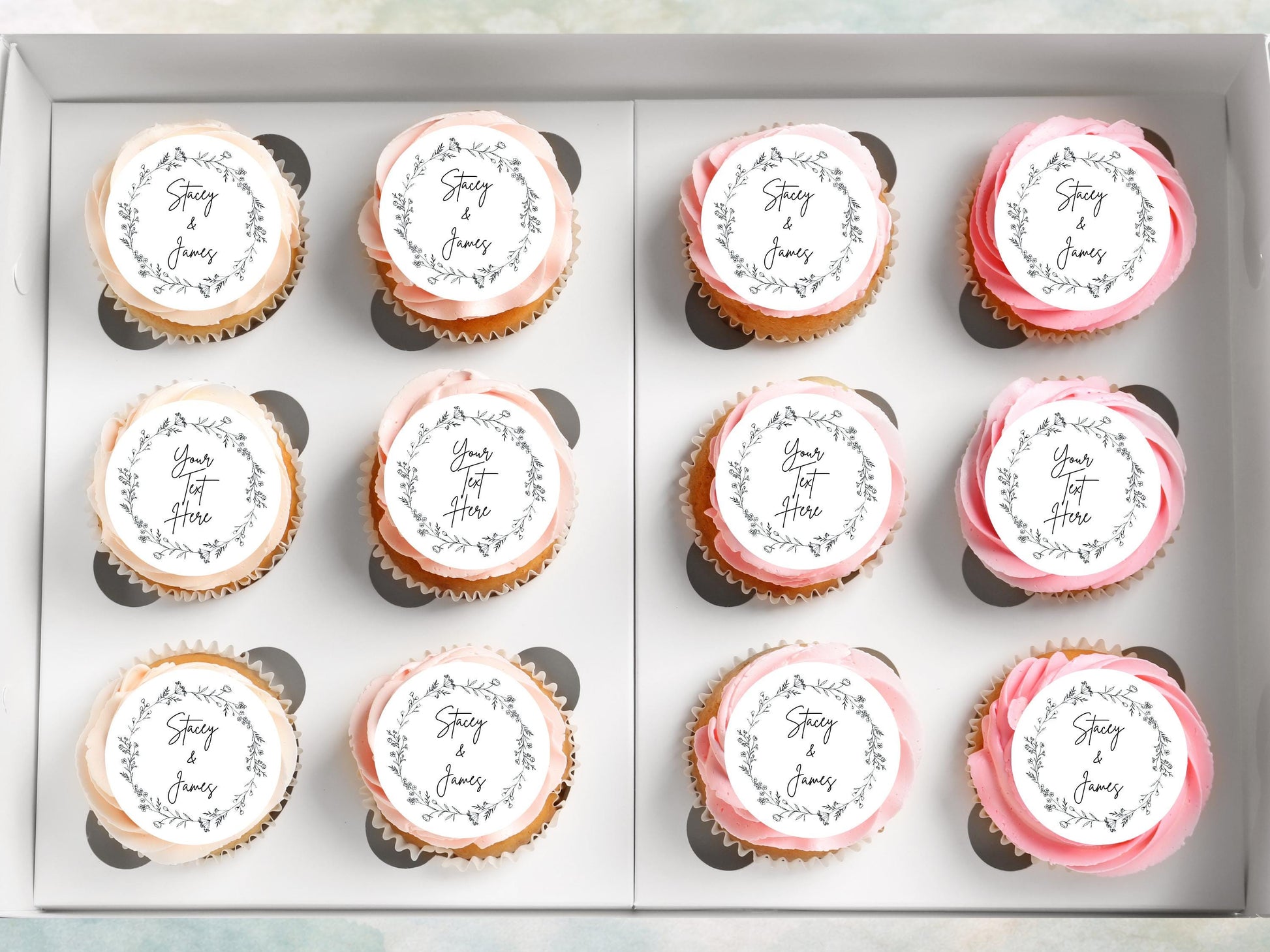 Personalized Wedding Cupcake Toppers – Edible Wafer Paper, Icing Sheet