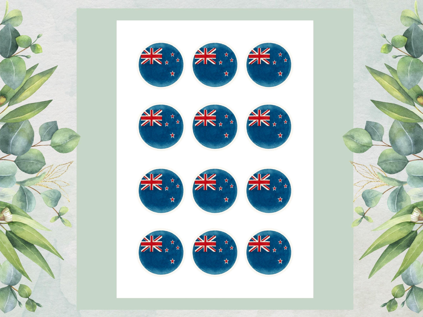 New Zealand Flag Edible Cupcake Toppers – 2" Wafer Paper, Card, or Icing Sheet
