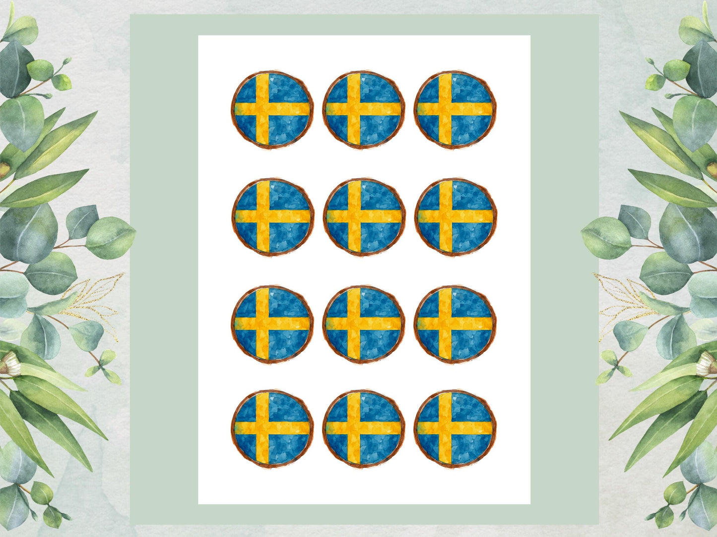 Swedish Flag Edible Cupcake Toppers – Sweden Cake Decorations