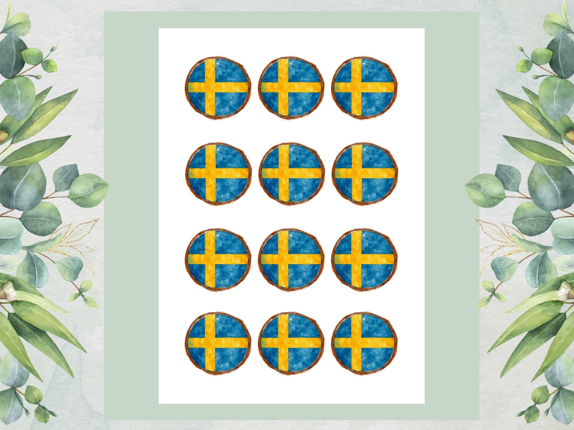 Swedish Flag Edible Cupcake Toppers – Sweden Cake Decorations