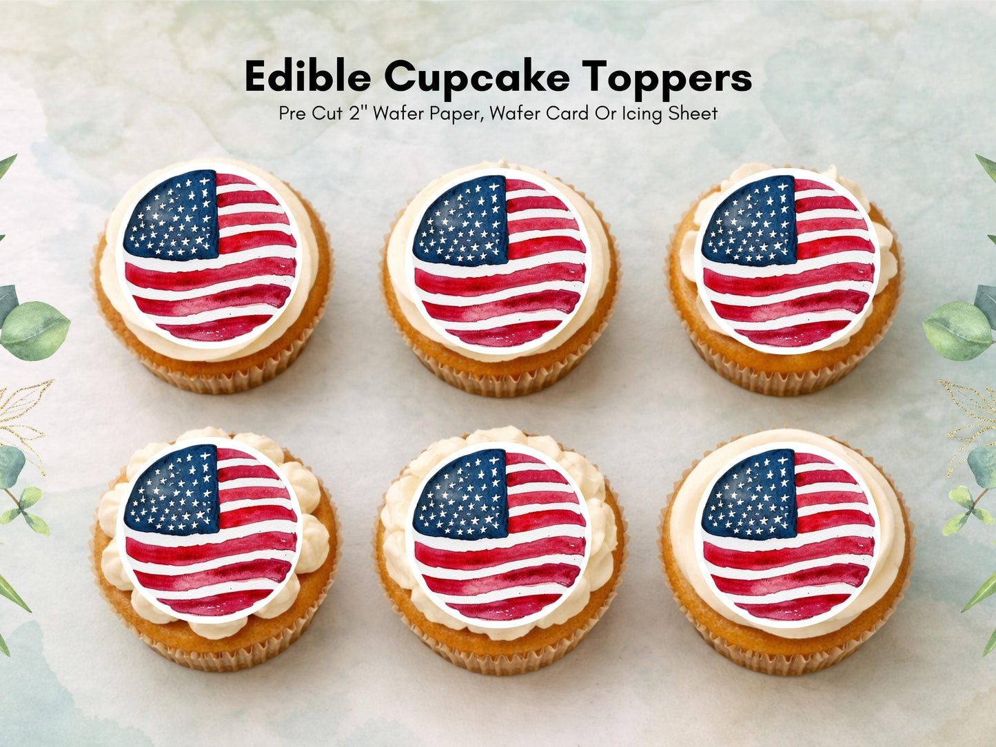 American Flag Edible Cupcake Toppers – 4th of July Decorations
