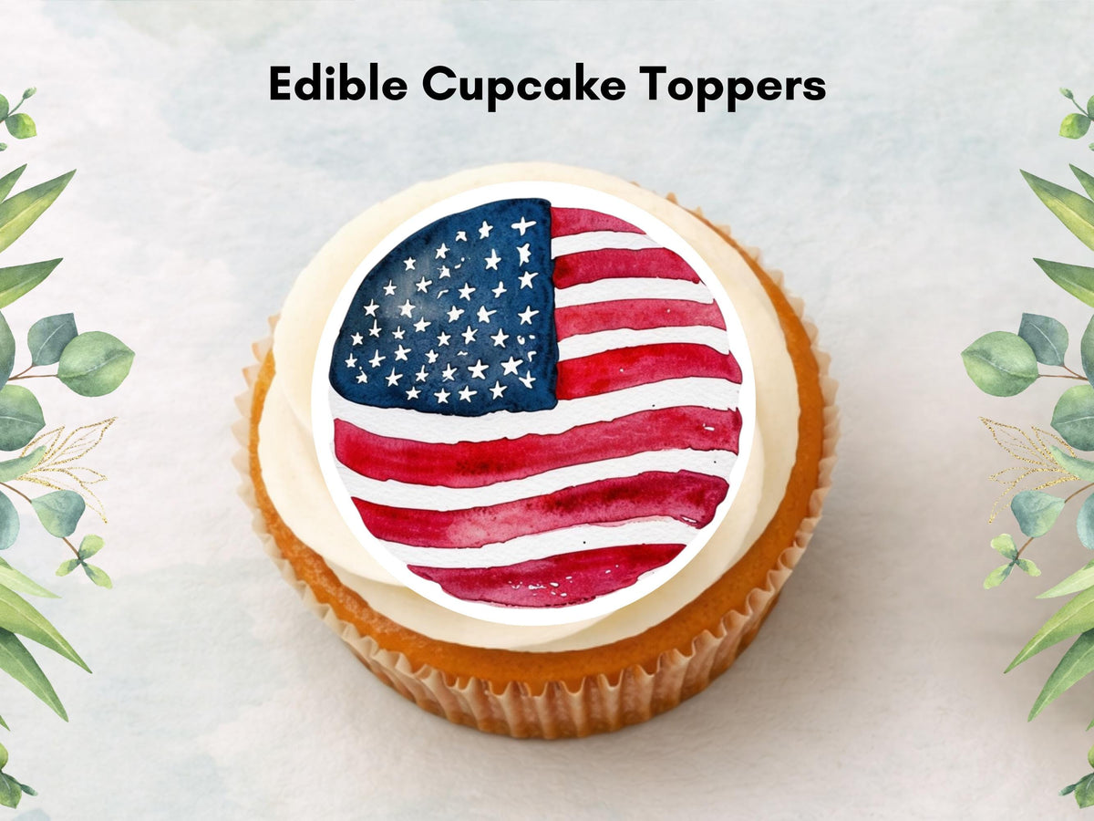 American Flag Edible Cupcake Toppers – 4th of July Decorations