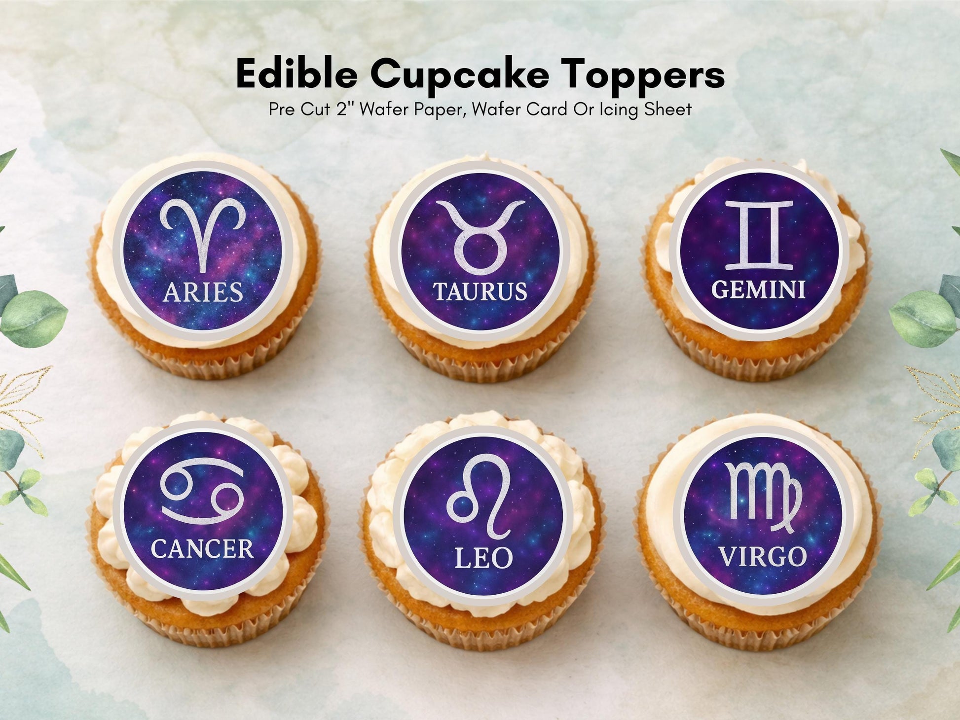 Zodiac Cupcake Toppers – Edible Star Sign Decorations