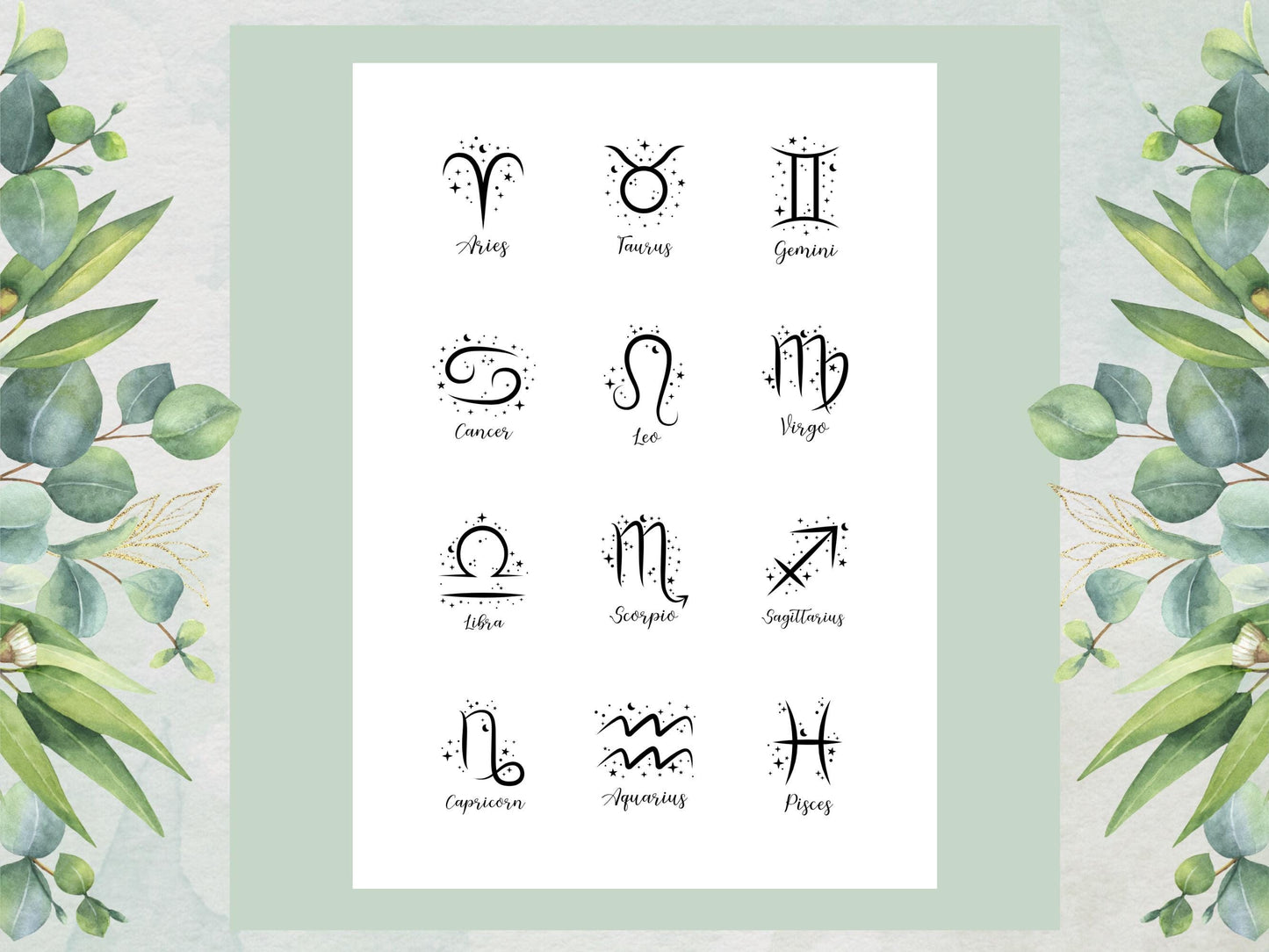 Star Sign Edible Cupcake Toppers 12 x 2"– Pre cut Wafer Paper, Card or Icing Sheet, Signs of the Zodiac Birthday Cake Topper