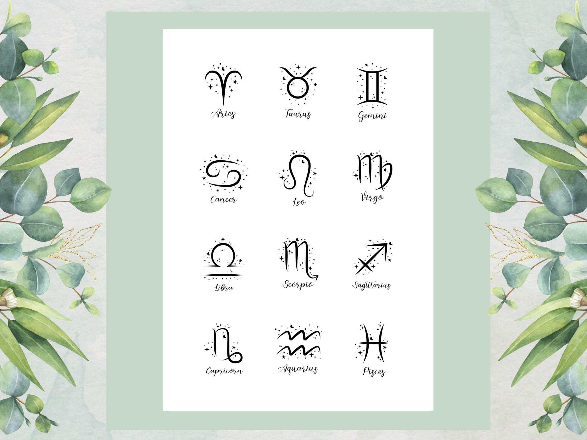 Star Sign Edible Cupcake Toppers 12 x 2"– Pre cut Wafer Paper, Card or Icing Sheet, Signs of the Zodiac Birthday Cake Topper