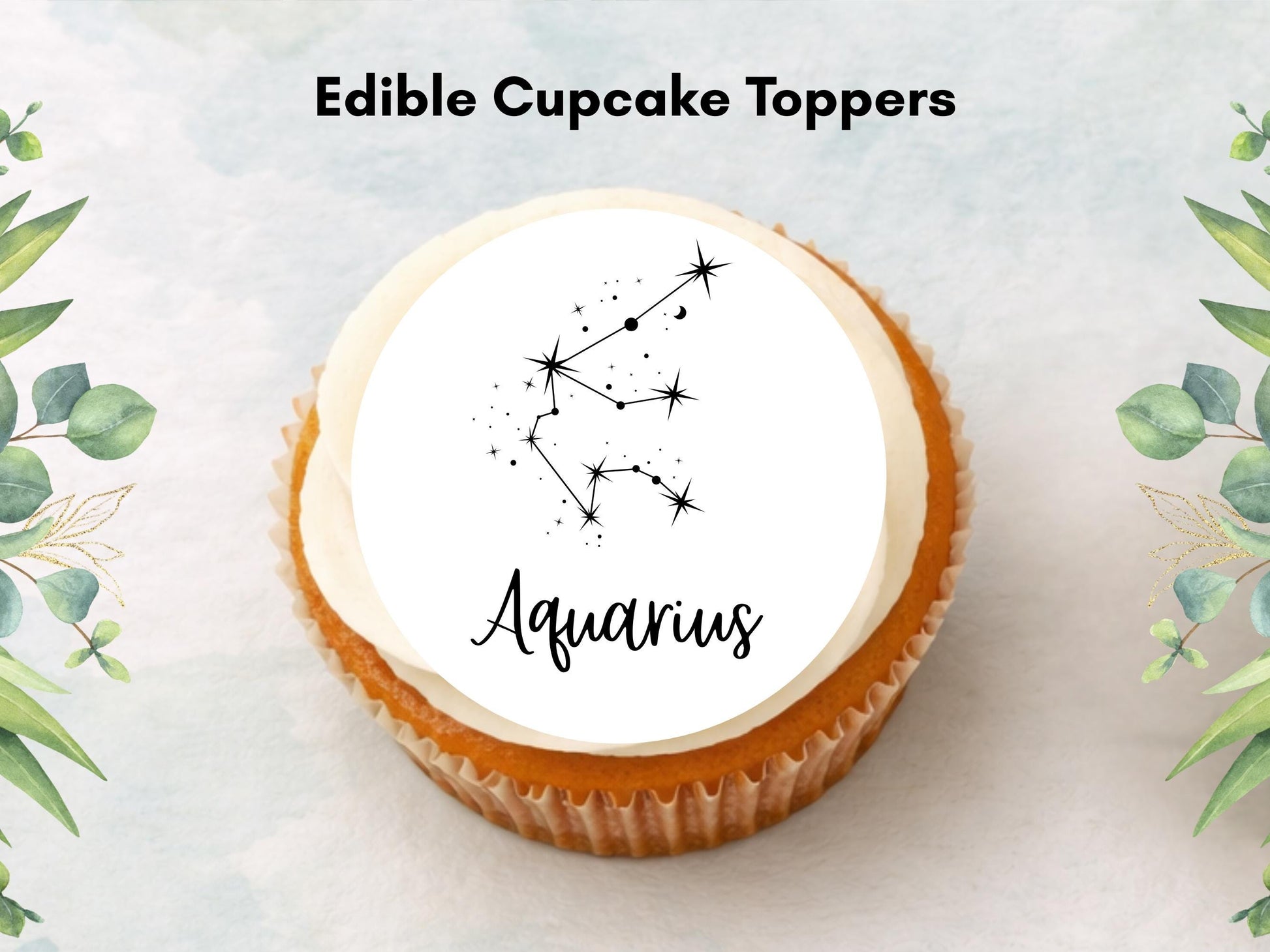 Zodiac Edible Cupcake Toppers 12 x 2" Precut Wafer Paper, Card or Icing Sheet