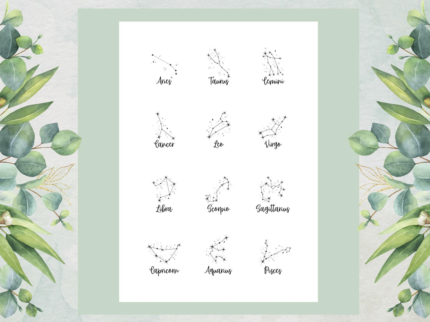 Zodiac Edible Cupcake Toppers 12 x 2" Precut Wafer Paper, Card or Icing Sheet