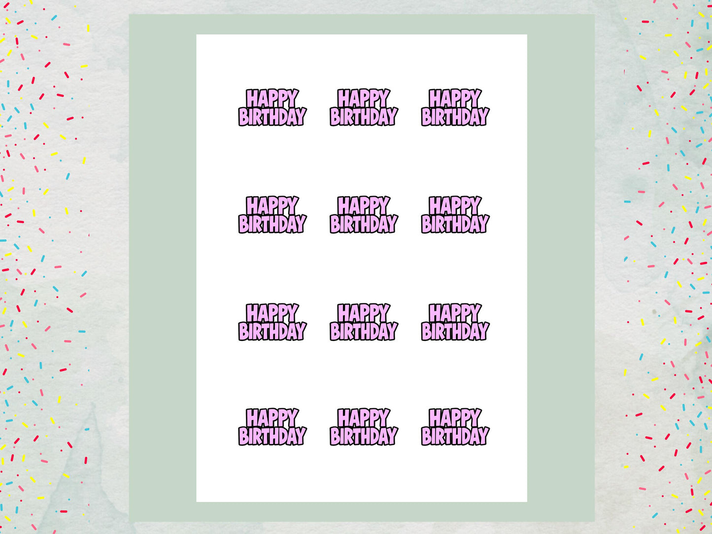 Pink Happy Birthday Edible Cupcake Toppers – 2" Pre-Cut (Wafer, Card, Icing)