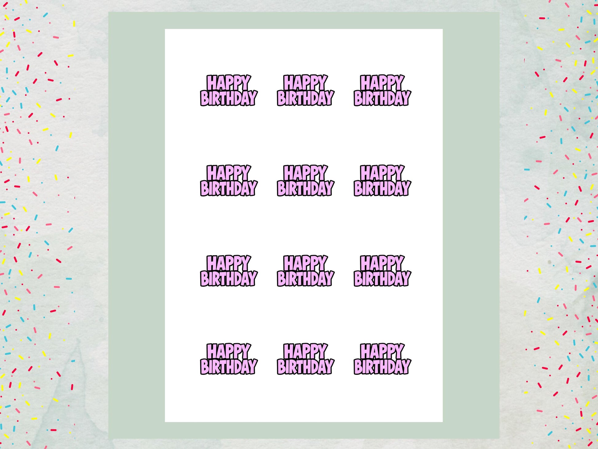 Pink Happy Birthday Edible Cupcake Toppers – 2" Pre-Cut (Wafer, Card, Icing)