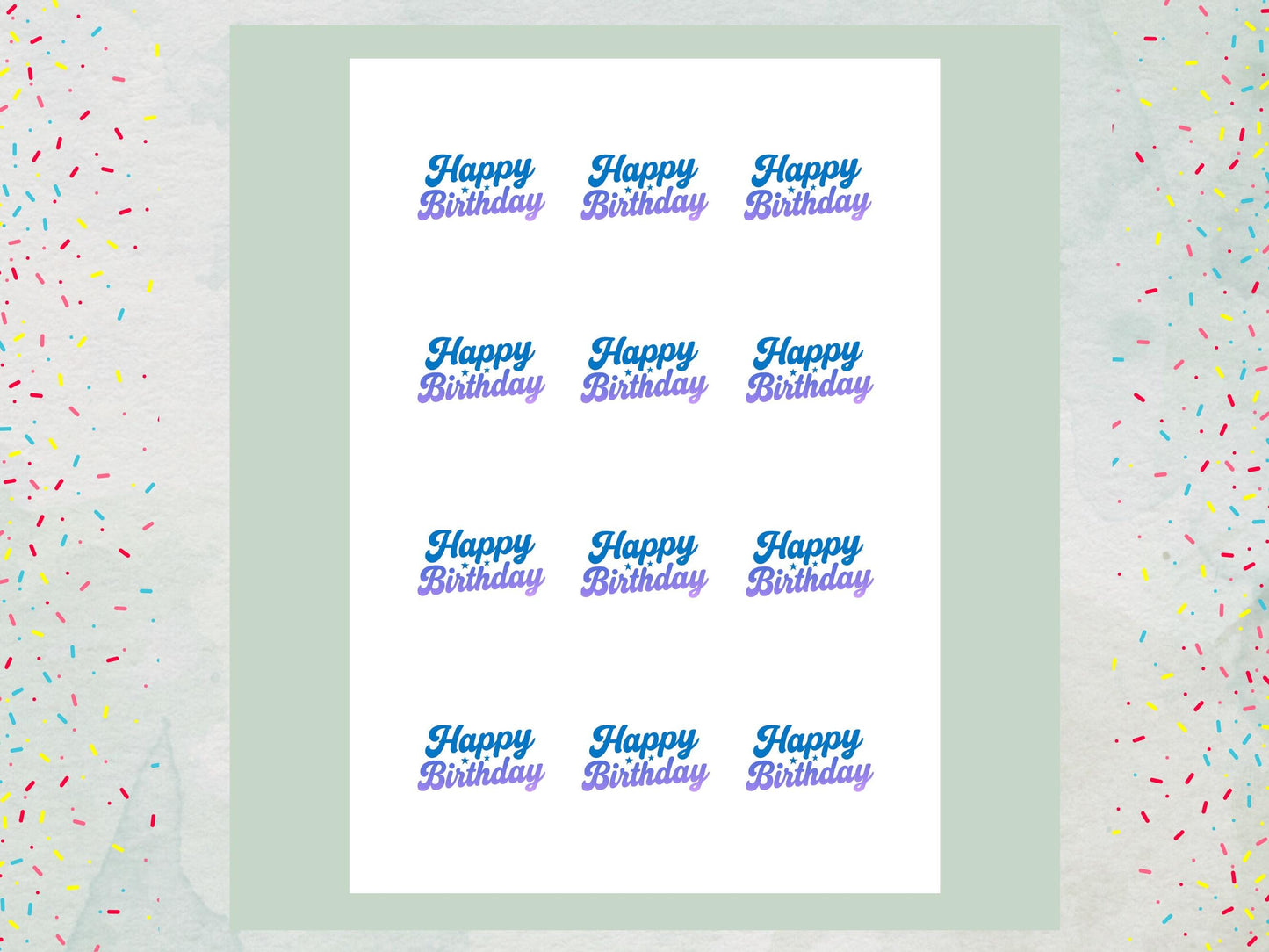 Happy Birthday Edible Cupcake Toppers – 2" Pre-cut