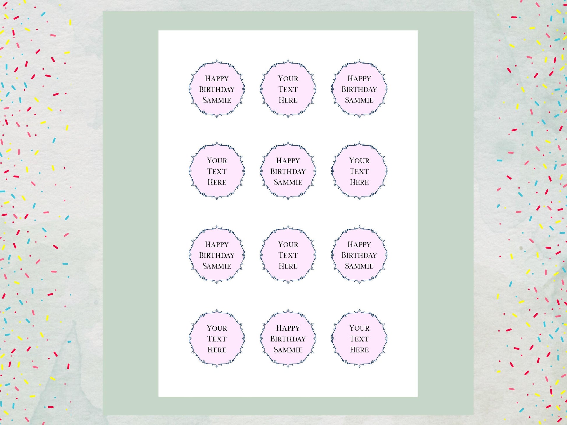 Personalized Pink Birthday Cupcake Toppers – Edible Wafer Paper