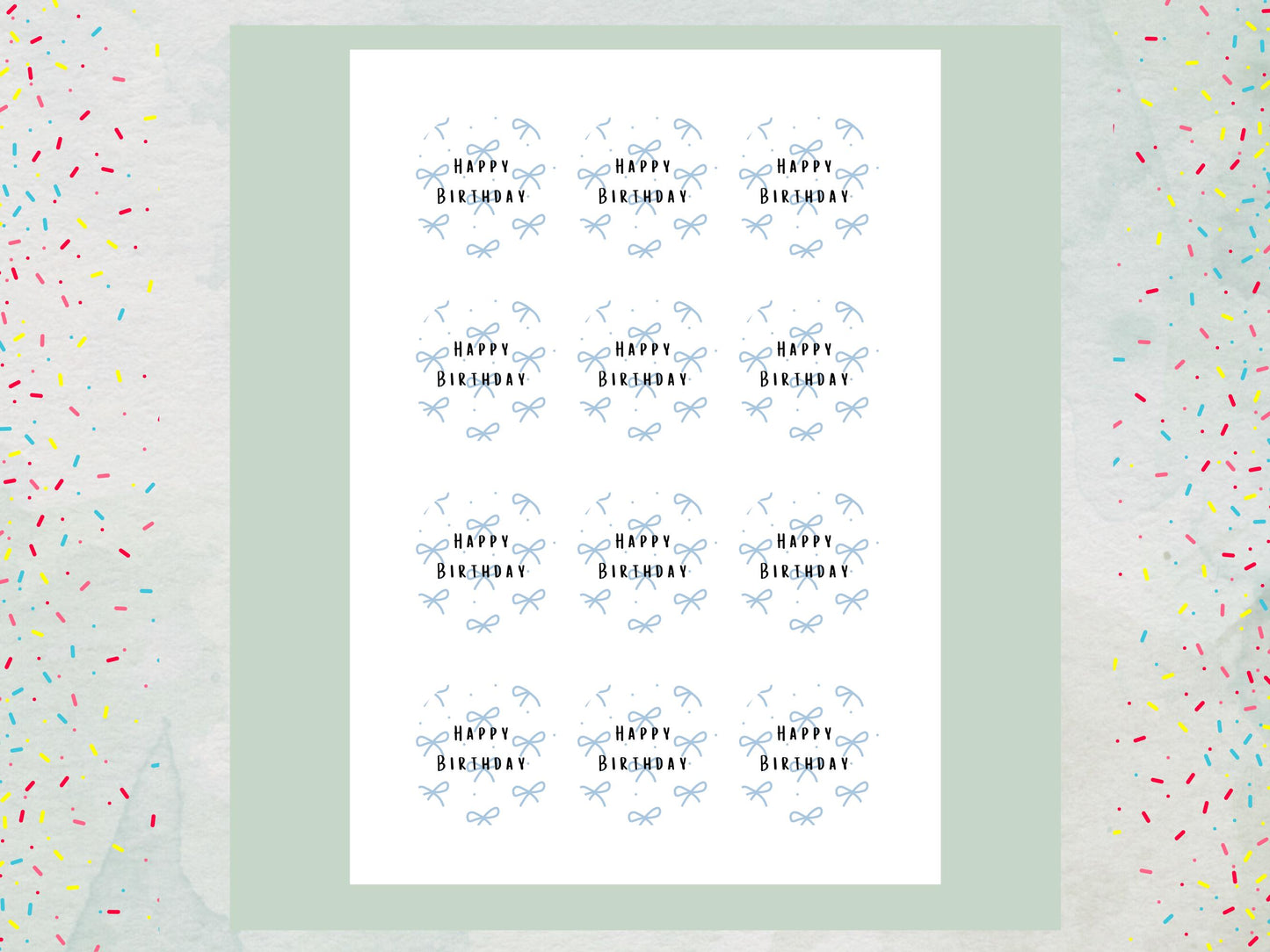 Happy Birthday Edible Cupcake Toppers, 2" Wafer Paper, Card, or Icing