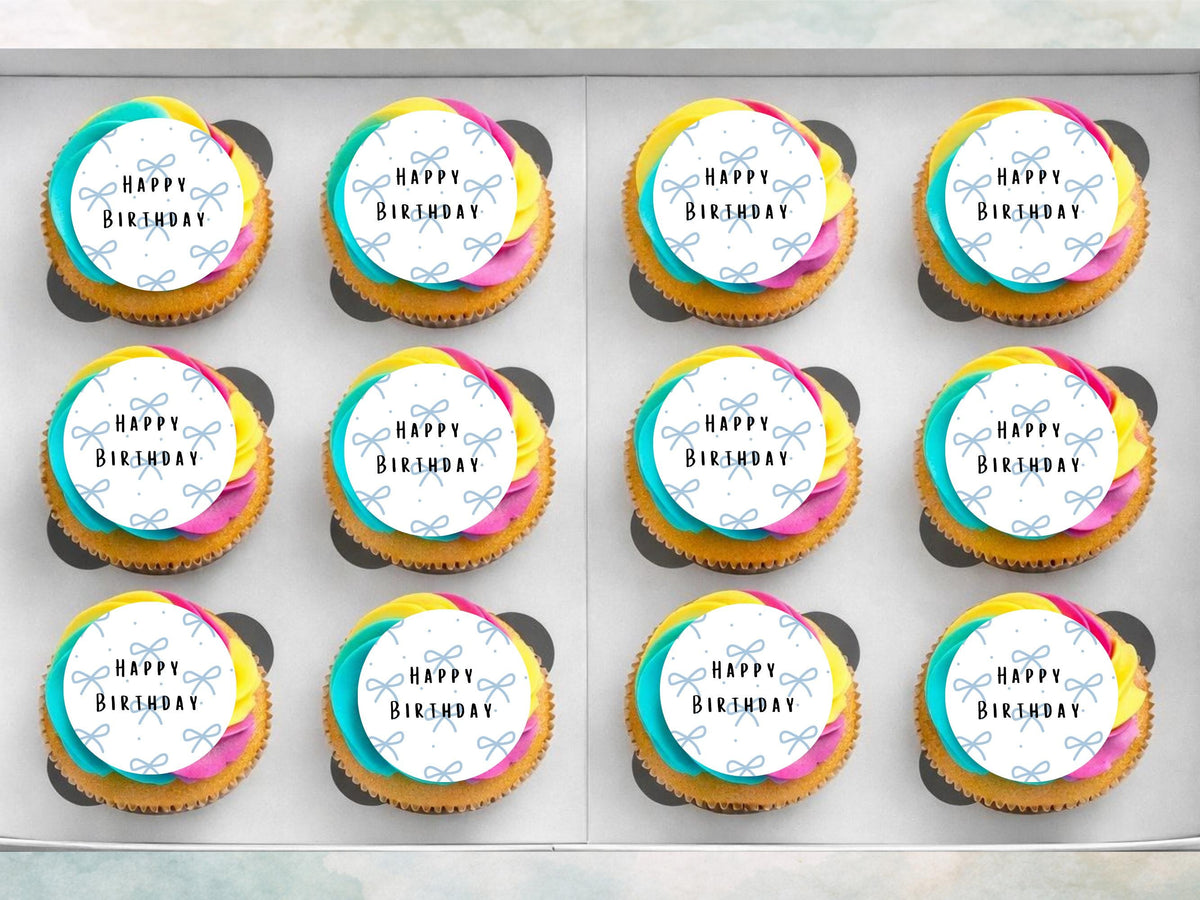 Happy Birthday Edible Cupcake Toppers, Birthday Cake Decorations