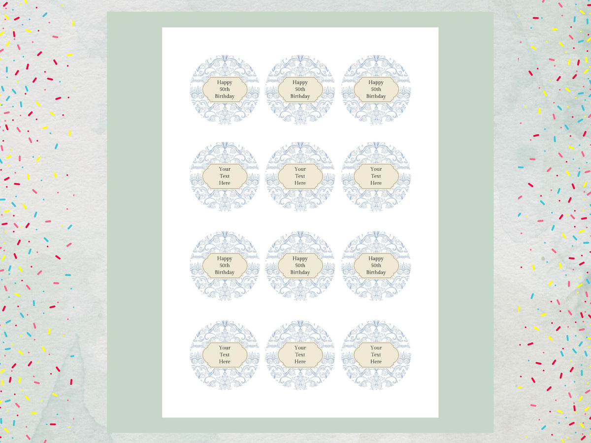 Personalised Blue Cupcake Toppers – Birthday Cake Decorations
