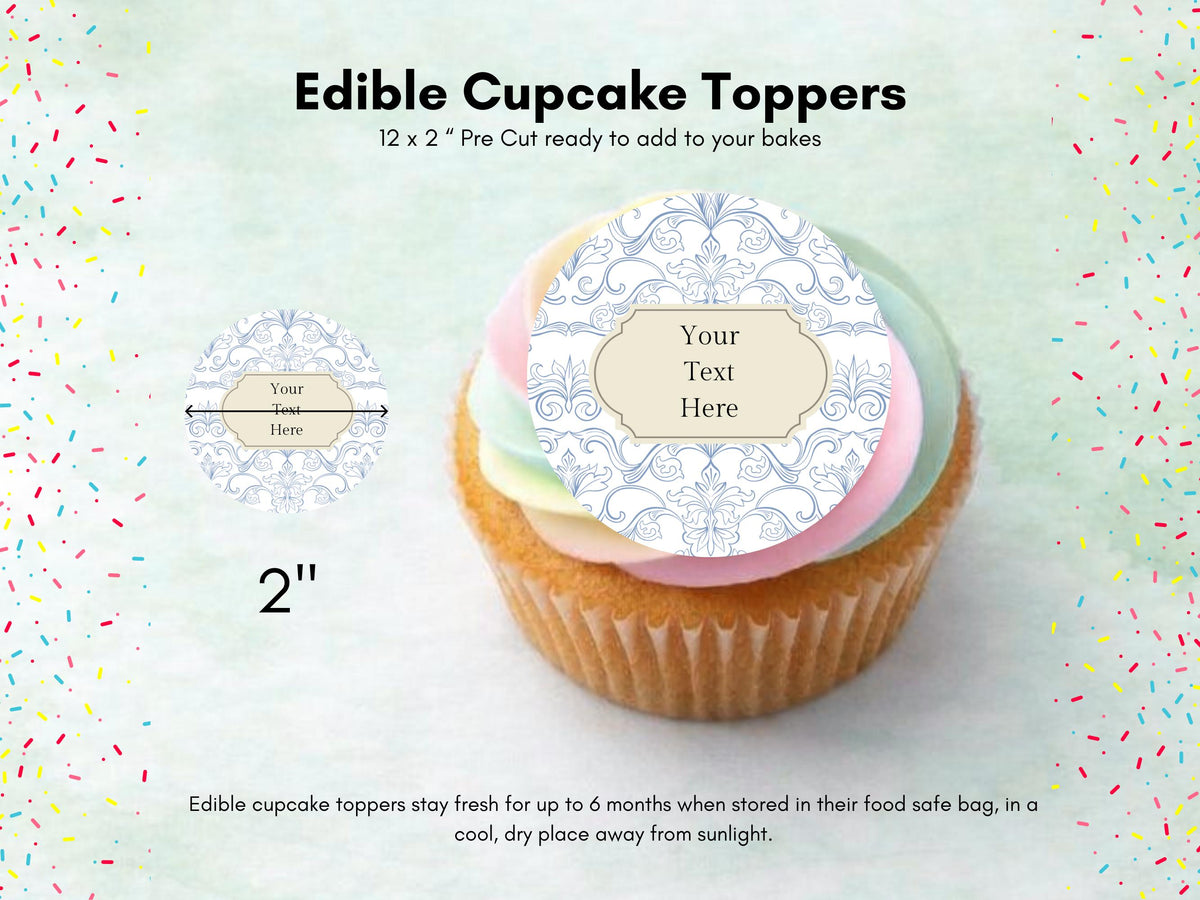 Personalised Blue Cupcake Toppers – Birthday Cake Decorations