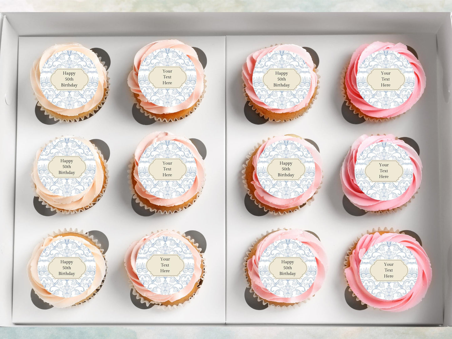 Personalised Blue Cupcake Toppers – Birthday Cake Decorations