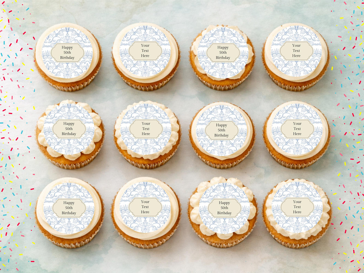 Personalised Blue Cupcake Toppers – Birthday Cake Decorations