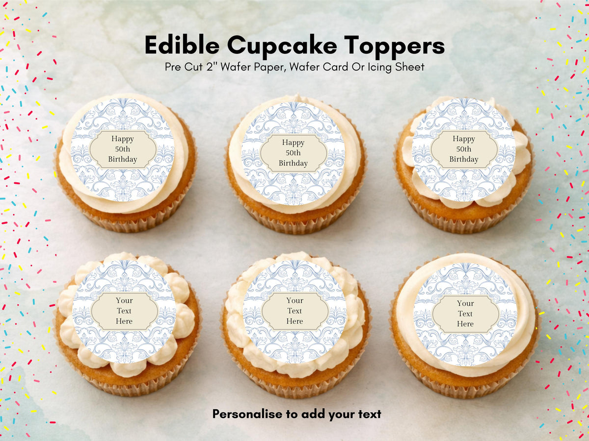 Personalised Blue Cupcake Toppers – Birthday Cake Decorations