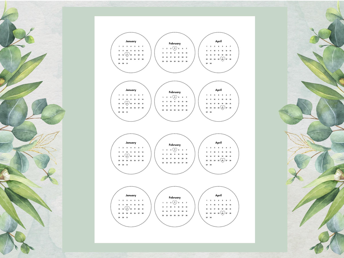 Custom Calendar Edible Cupcake Toppers: Personalized Date, Pre-Cut (Wafer Paper, Card, or Icing Sheet)