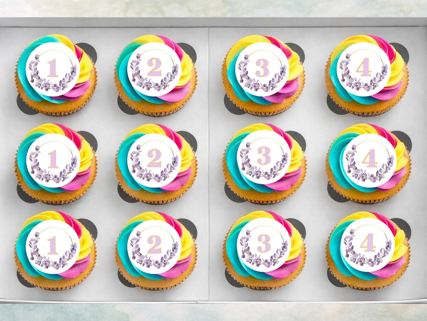 Birthday Edible Cupcake Toppers - Customizable Age, 2" Pre-Cut