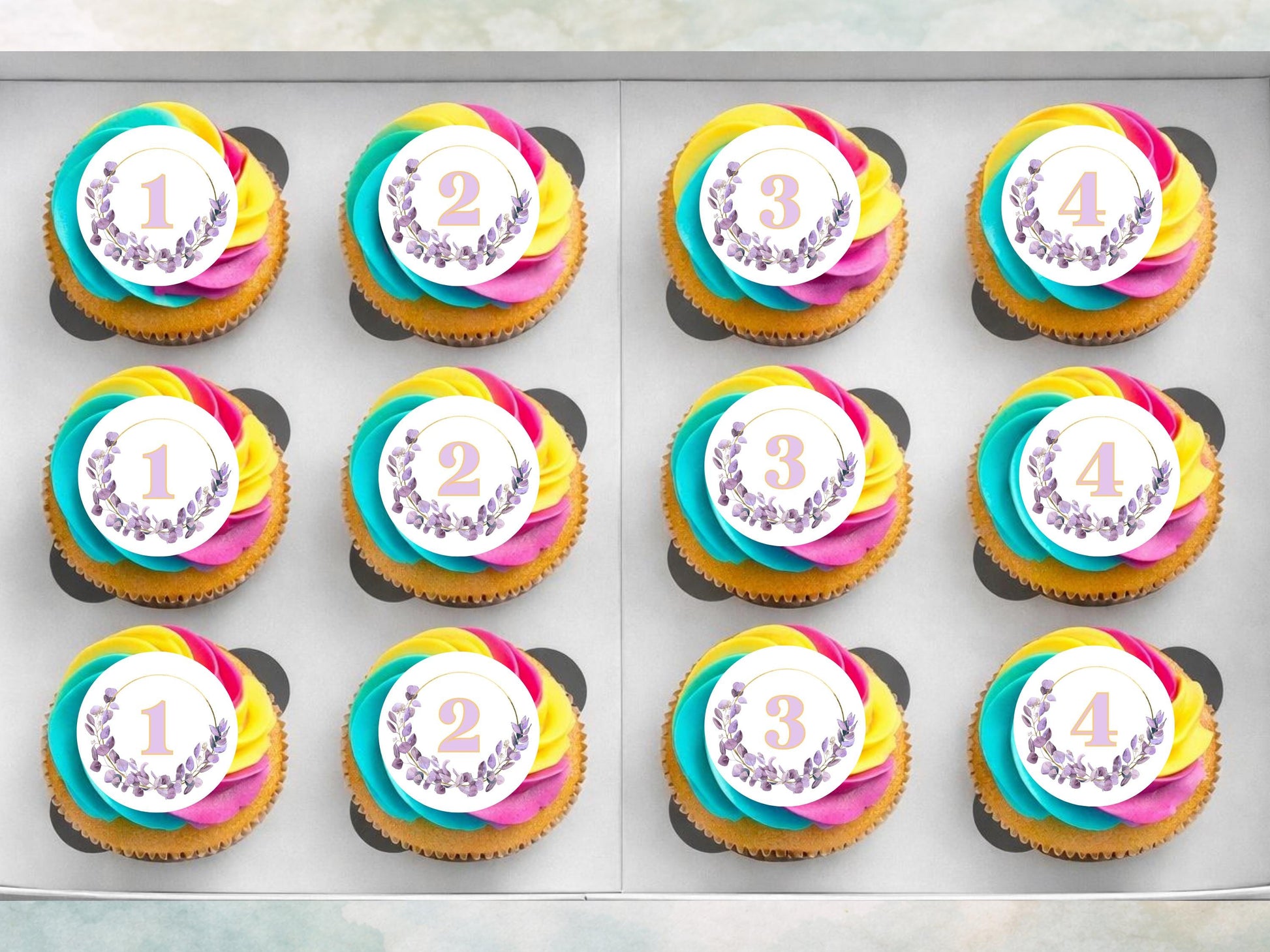 Birthday Edible Cupcake Toppers - Customizable Age, 2" Pre-Cut