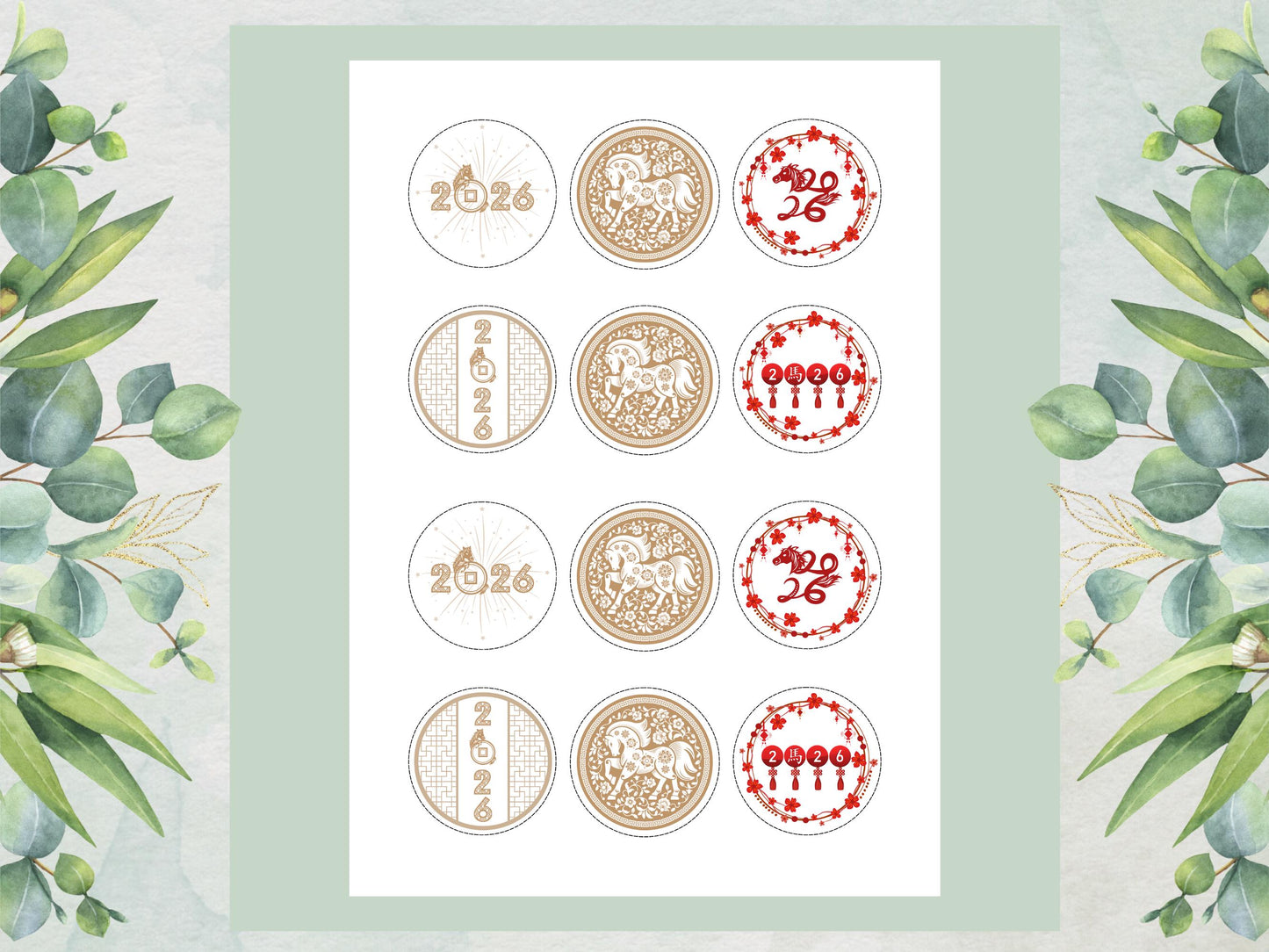 Chinese New Year Cupcake Toppers – Year of the Horse, Edible Decorations