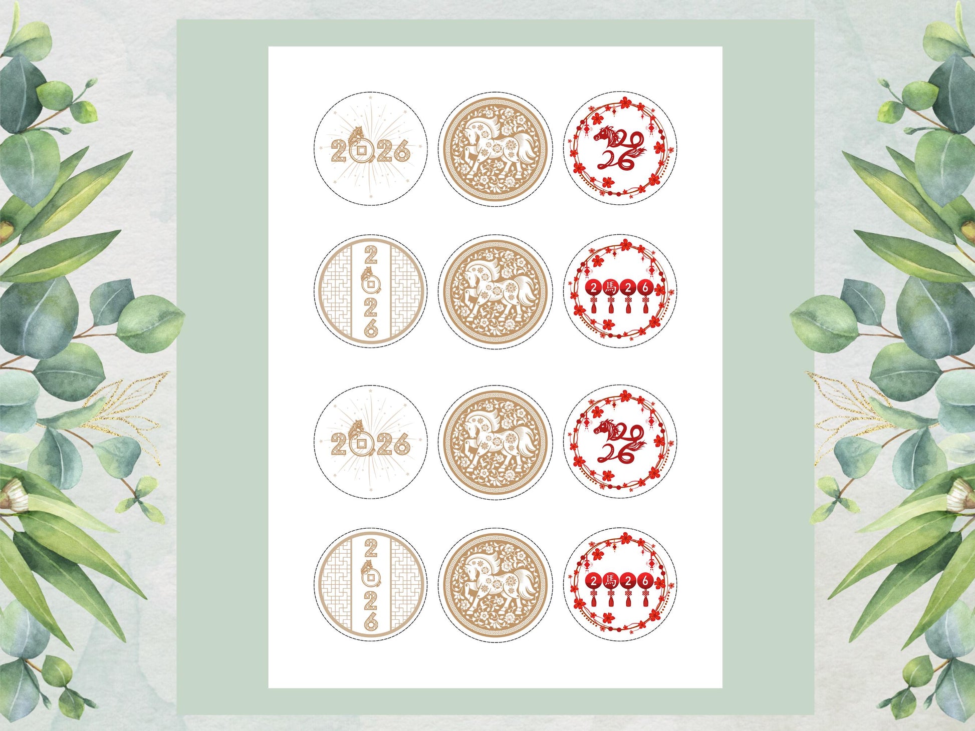 Chinese New Year Cupcake Toppers – Year of the Horse, Edible Decorations