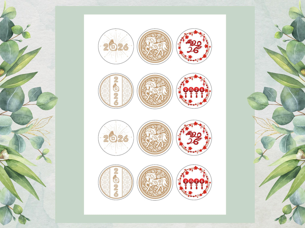 Chinese New Year Cupcake Toppers – Year of the Horse, Edible Decorations