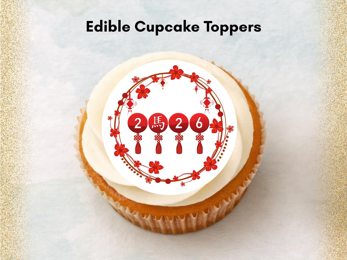 Chinese New Year Cupcake Toppers – Year of the Horse, Edible Decorations