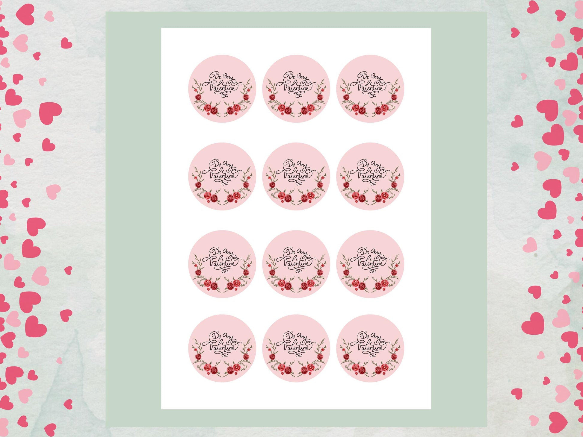 Valentines Day Edible Cupcake Toppers 12 x 2", Be My Valentine Toppers