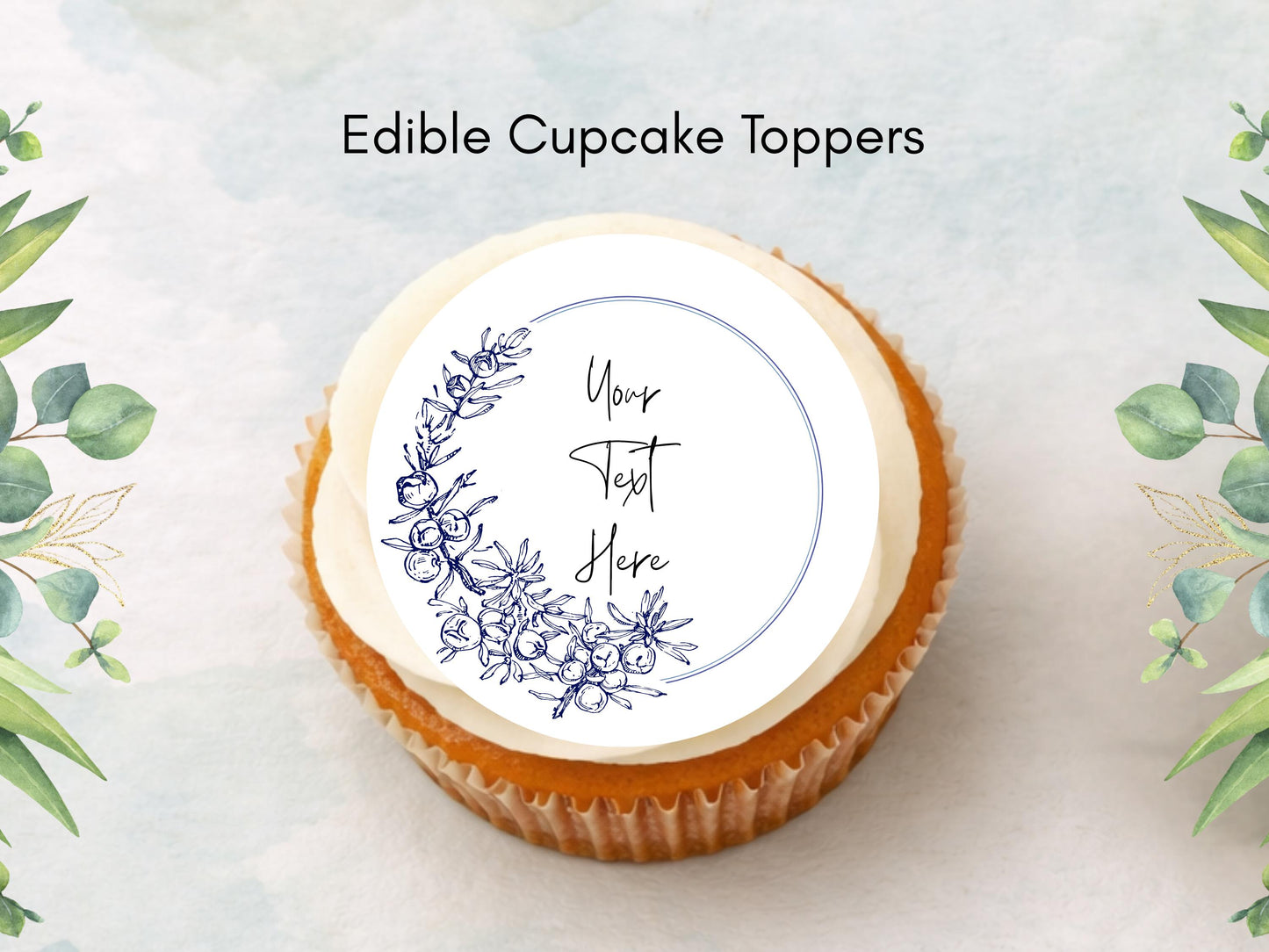 Personalised Edible Cupcake Toppers 12 x 2" Precut Wafer Paper, Card or Icing Sheet