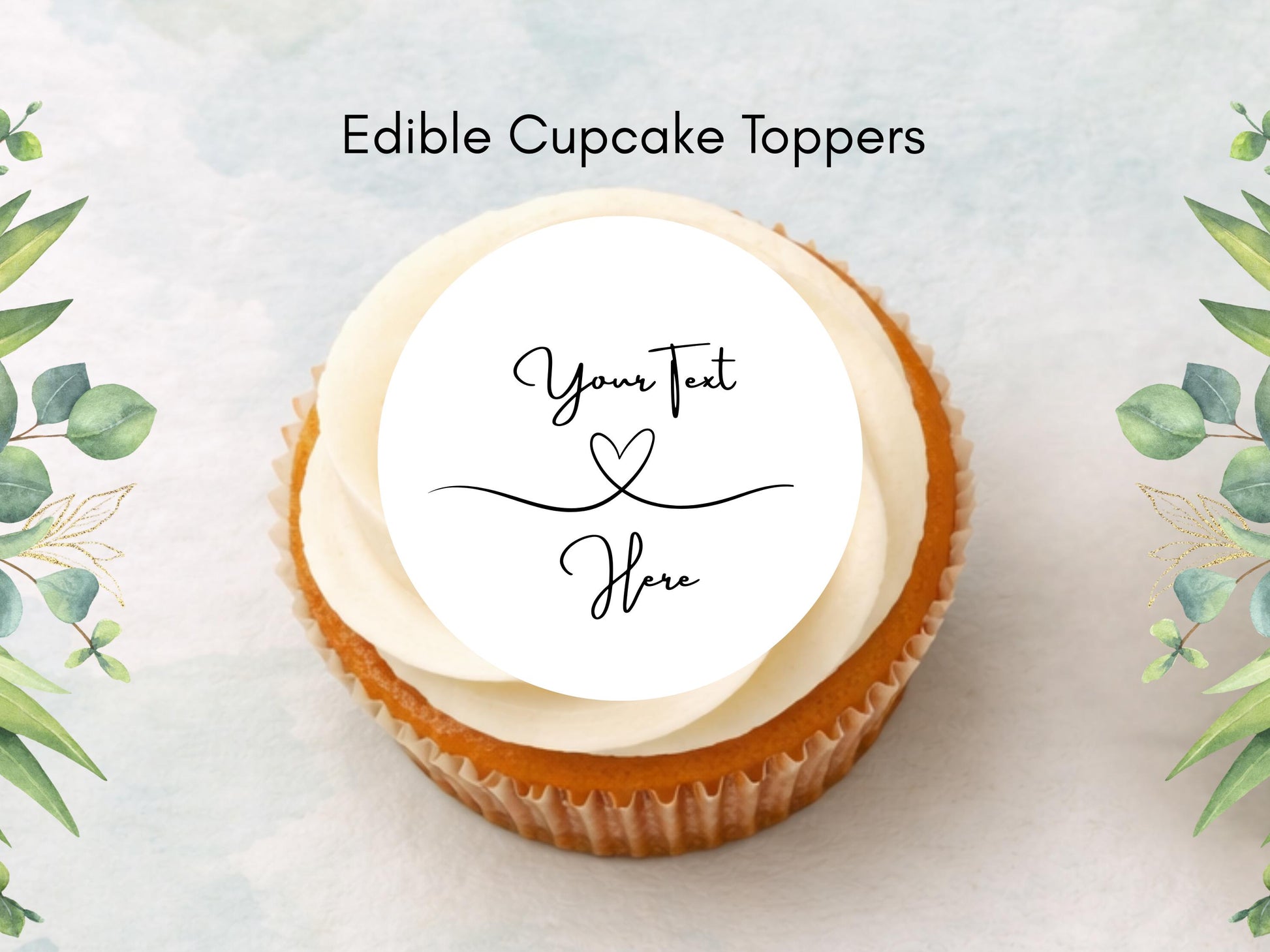 Personalized Wedding Cupcake Toppers – Edible Wafer Paper or Icing (12 x 2")