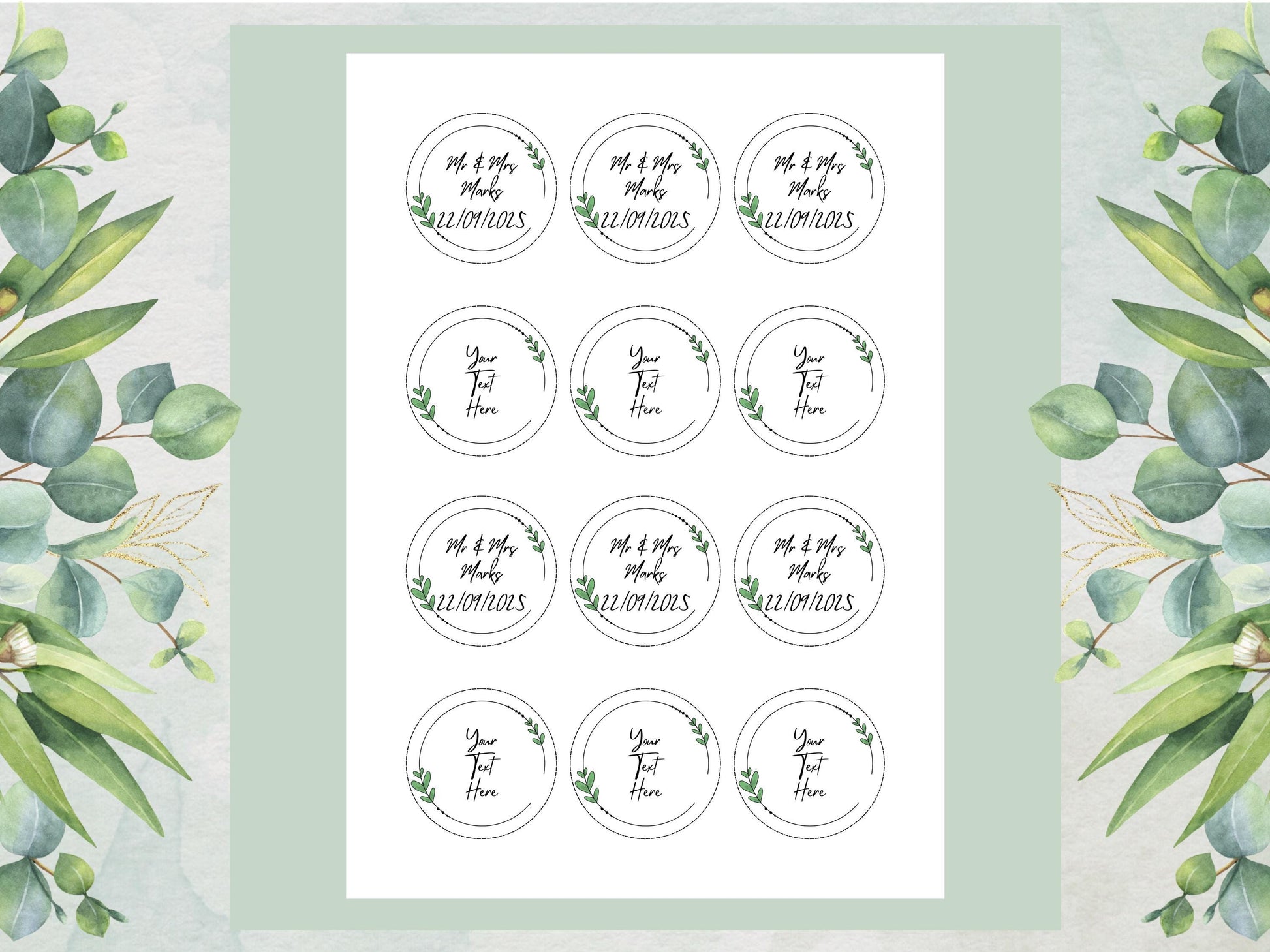 Personalised Edible Cupcake Toppers 12 x 2" – Pre cut Wafer Paper, Card or Icing Sheet, Wedding Cake Topper, Wedding Favors