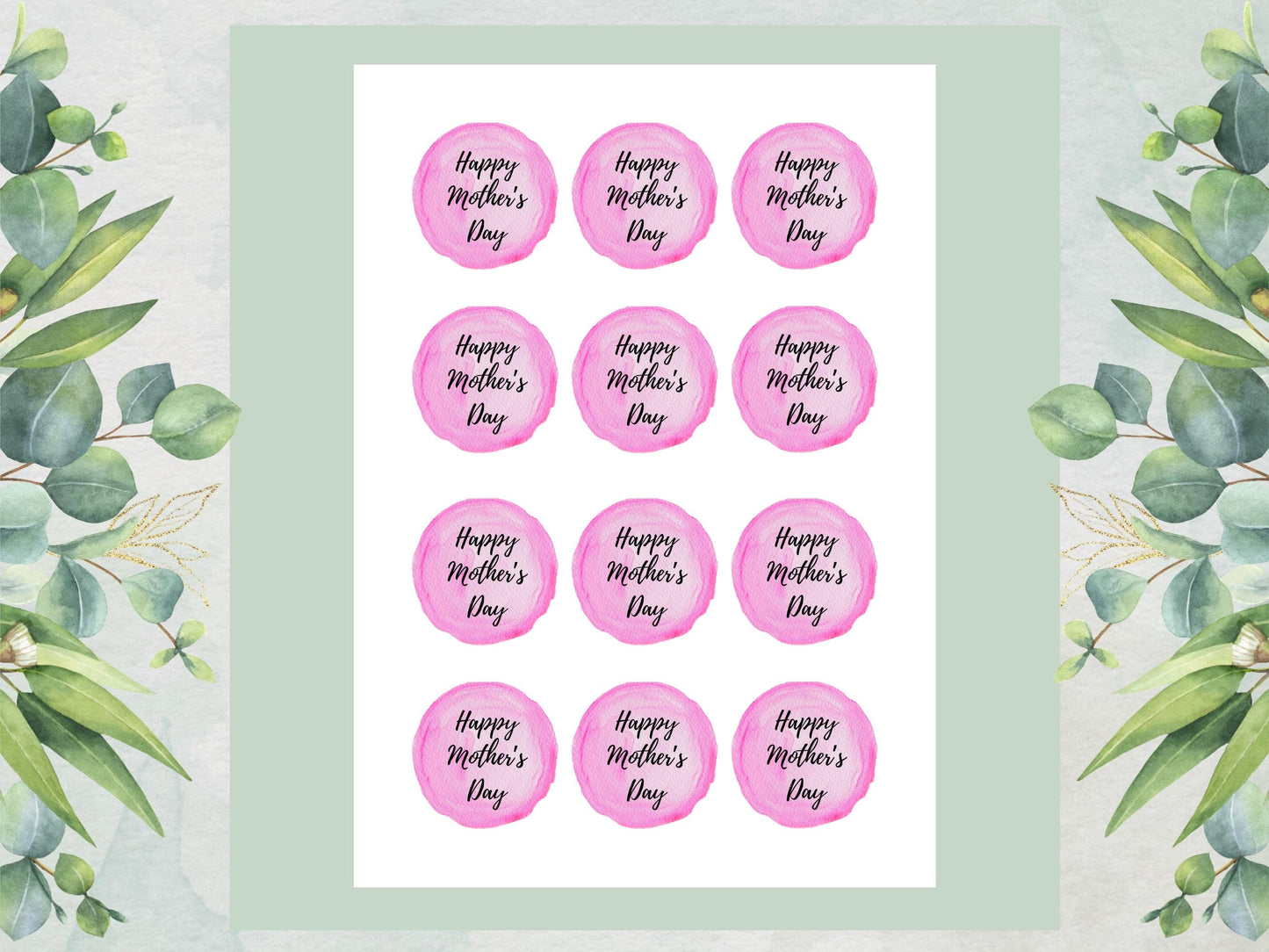 Happy Mother's Day Edible Cake Toppers: Wafer Paper, Card, or Icing (12 x 2")