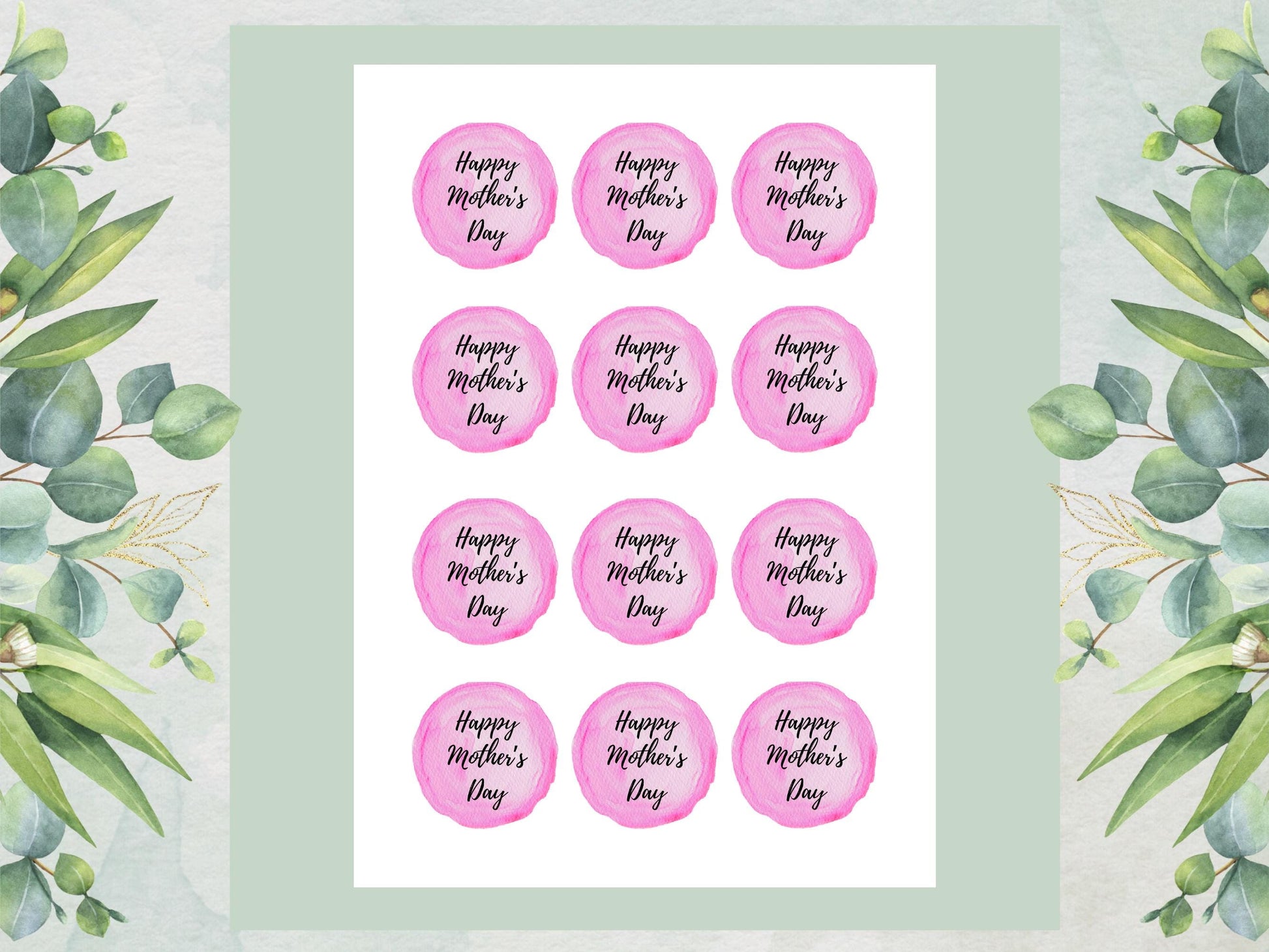 Happy Mother's Day Edible Cake Toppers: Wafer Paper, Card, or Icing (12 x 2")