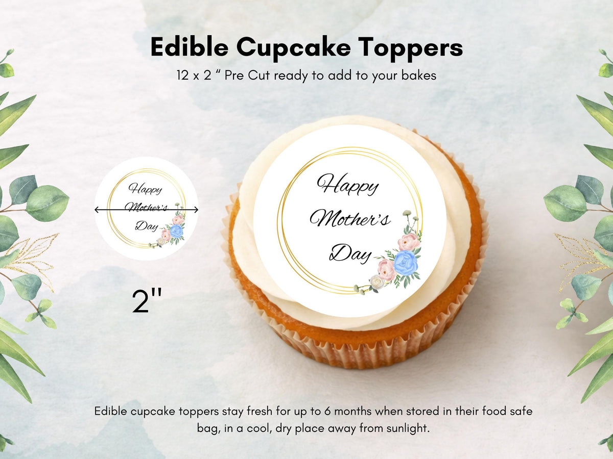Mother's Day Cupcake Toppers – Edible Wafer Paper Decorations
