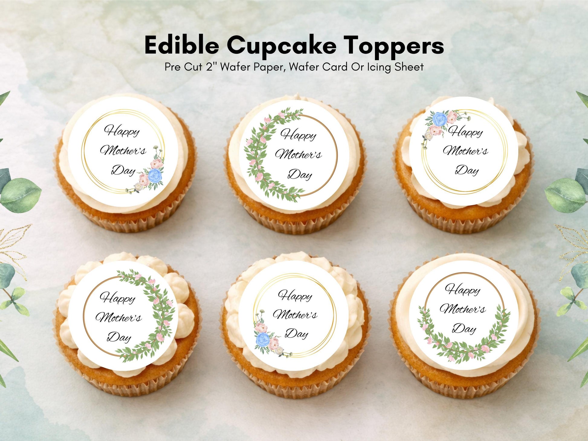 Mother's Day Cupcake Toppers – Edible Wafer Paper Decorations